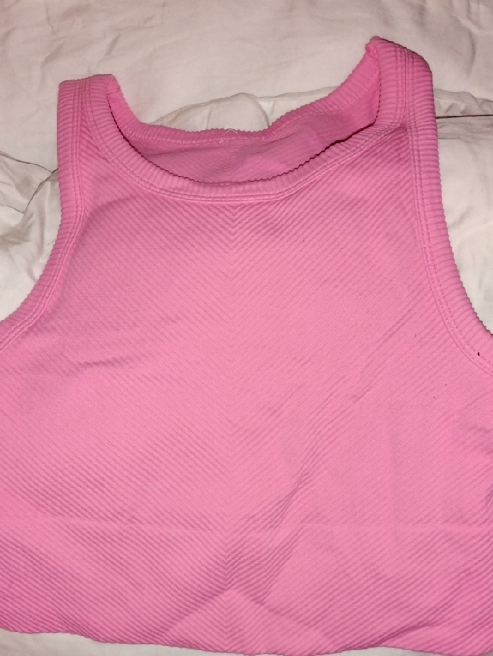 Pink Ribbed Crop Top